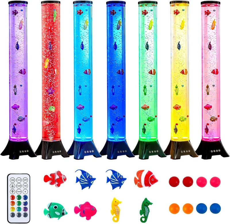 tuknuga Store Sensory Bubble Fish Tube Lamp,17 Color Remote Control, Aquarium Night Light Calming Relax, for Autistic ADHD, Alleviating Stress and Anxiety in Adults,Home Office Decor - Image 1